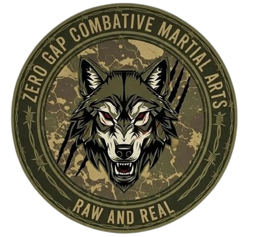 Snarling wolf martial arts patch with camo